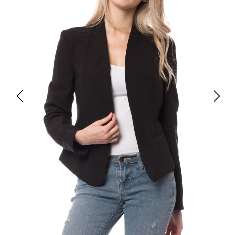 🟡ATHENS Criss Cross Lace Up Back Black Blazer - Picture 3 of 7